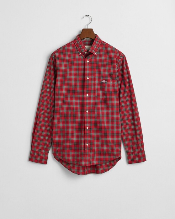 Gant Classic Poplin Tartan Check Button-Down Shirt Ruby Red