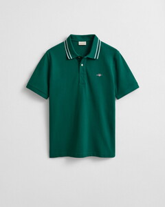 Gant Collar Tipping Contrast Short Sleeve Polo Deep Forest Green
