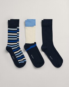 Gant Color Block Stripe Socks 3Pack Sokken Avond Blauw