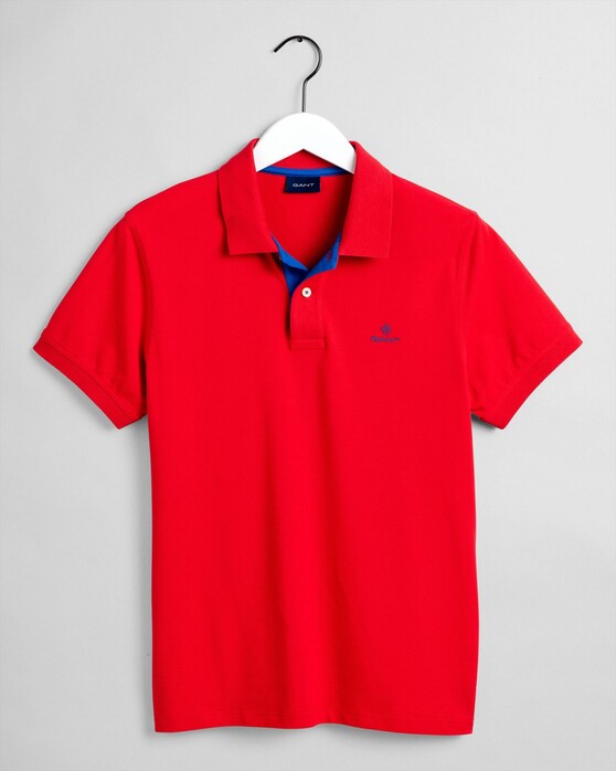 Gant Contrast Collar Pique Poloshirt Bright Red
