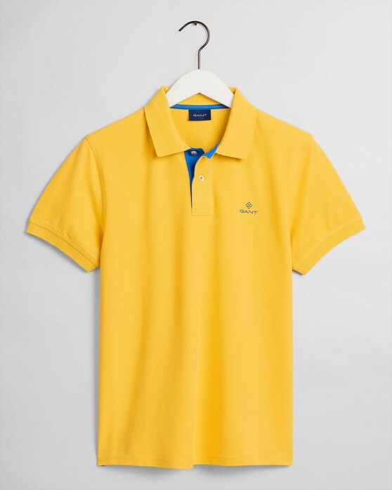 Gant Contrast Collar Pique Poloshirt Mimosa Yellow