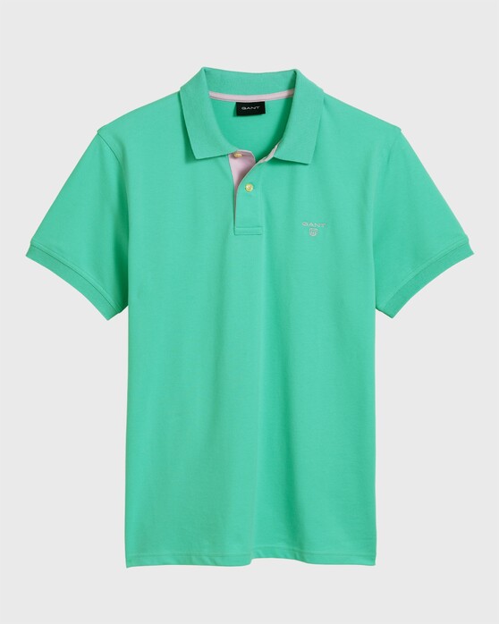 Gant Contrast Collar Piqué Poloshirt Pool Green