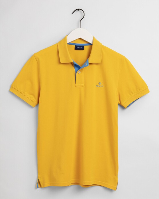 Gant Contrast Collar Pique Poloshirt Solar Power Yellow