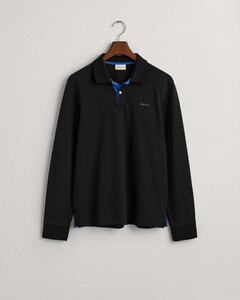 Gant Contrast Piqué Long Sleeve Rugger Pullover Black