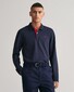 Gant Contrast Piqué Long Sleeve Rugger Pullover Evening Blue