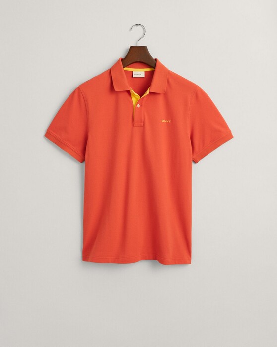 Gant Contrast Piqué Short Sleeve Subtle Stretch Polo Burnt Orange