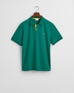 Gant Contrast Piqué Short Sleeve Subtle Stretch Polo Diep Groen