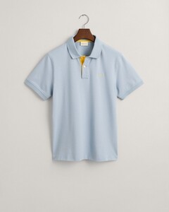 Gant Contrast Piqué Short Sleeve Subtle Stretch Polo Dove Blue