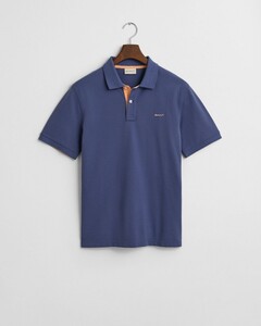Gant Contrast Piqué Short Sleeve Subtle Stretch Polo Dusty Navy