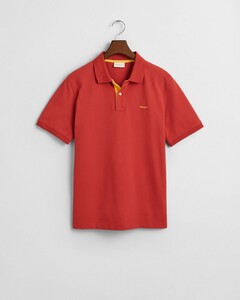 Gant Contrast Piqué Short Sleeve Subtle Stretch Polo Iron Red