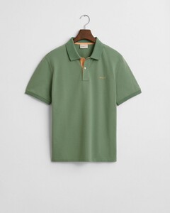 Gant Contrast Piqué Short Sleeve Subtle Stretch Polo Kalamata Green