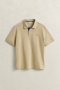 Gant Contrast Piqué Short Sleeve Subtle Stretch Polo Oat Beige