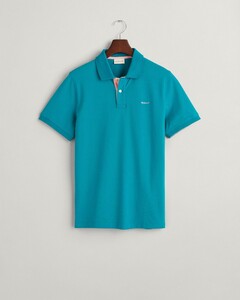 Gant Contrast Piqué Short Sleeve Subtle Stretch Polo Ocean Turquoise