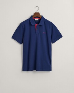 Gant Contrast Piqué Short Sleeve Subtle Stretch Polo Persian Blue