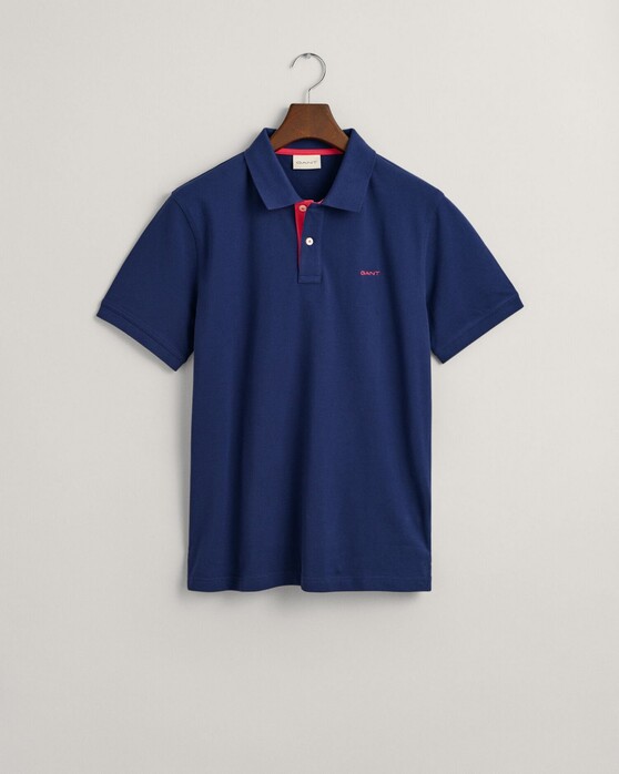 Gant Contrast Piqué Short Sleeve Subtle Stretch Polo Persian Blue