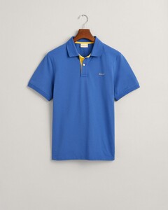 Gant Contrast Piqué Short Sleeve Subtle Stretch Polo Rich Blue