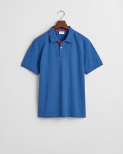 Gant Contrast Piqué Short Sleeve Subtle Stretch Polo Vintage Blue