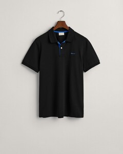 Gant Contrast Piqué Short Sleeve Subtle Stretch Poloshirt Black