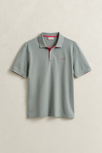 Gant Contrast Piqué Short Sleeve Subtle Stretch Poloshirt Ceramic Grey