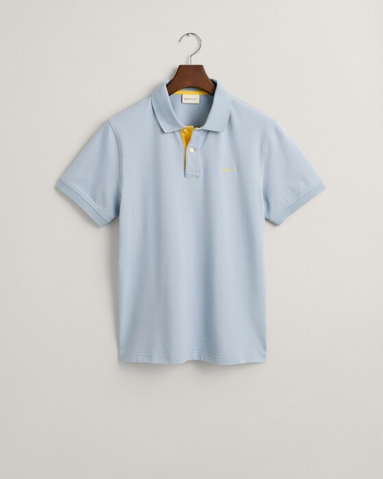 Gant Contrast Piqué Short Sleeve Subtle Stretch Poloshirt Dove Blue