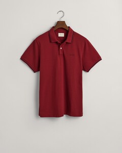 Gant Contrast Tipping Short Sleeve Piqué Polo Plumped Red