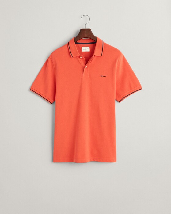 Gant Contrast Tipping Short Sleeve Piqué Poloshirt Burnt Orange