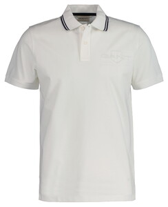 Gant Contrast Tipping Tone-on-Tone Logo Short Sleeve Piqué Polo Eggshell