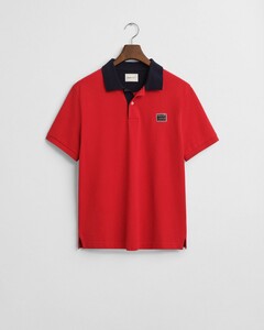 Gant Contrasting Color Organic Cotton Blend Polo Ruby Red