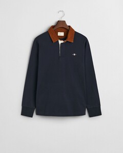 Gant Corduroy Collar Heavy Rugger Pullover Evening Blue