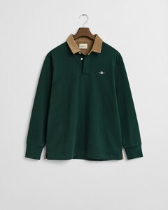 Gant Corduroy Collar Heavy Rugger Trui Tartan Green