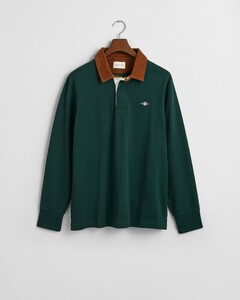 Gant Corduroy Collar Heavy Rugger Trui Tartan Green