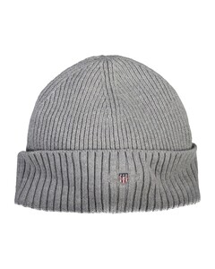 Gant Cotton Blend Logo Beanie Muts Grijs Melange