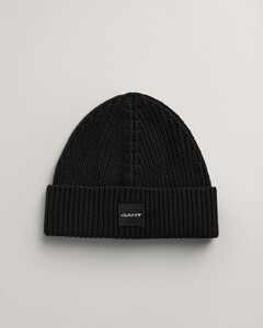 Gant Cotton Blend Rib Knit Beanie Muts Zwart