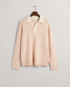 Gant Cotton Bouclé Rugger Pullover Pink Sand