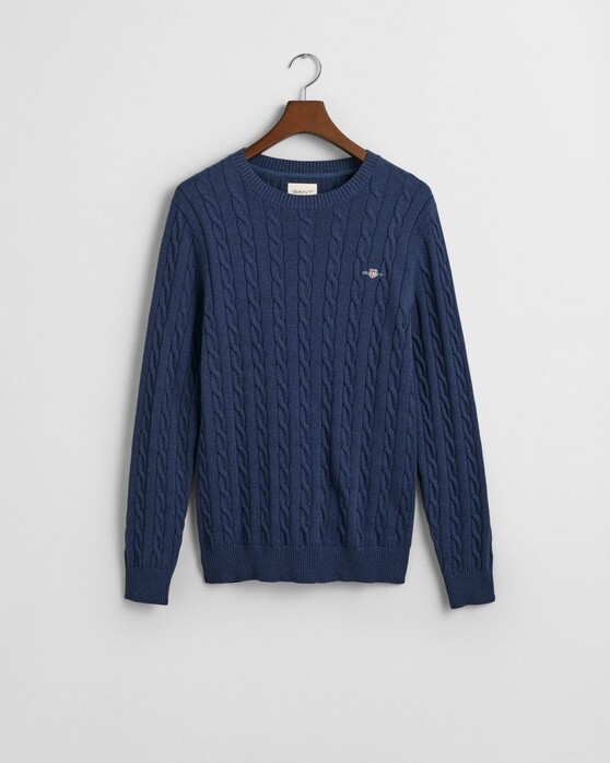 Gant Cotton Cable Crew Neck Pullover Dark Jeansblue Melange