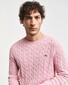 Gant Cotton Cable Crew Neck Pullover Dusty Pink