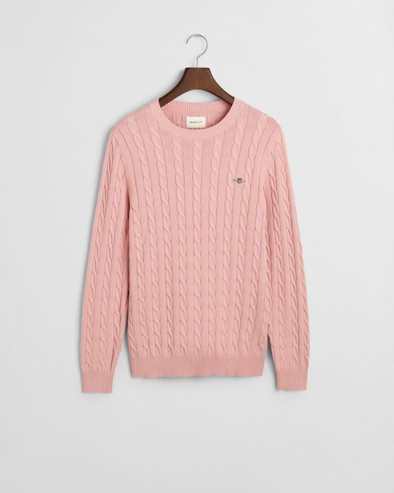 Gant Cotton Cable Crew Neck Pullover Dusty Pink