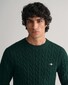 Gant Cotton Cable Crew Neck Pullover Green