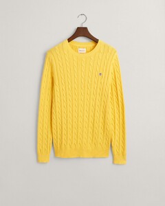 Gant Cotton Cable Crew Neck Pullover Smooth Yellow