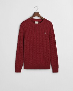 Gant Cotton Cable Crew Neck Pullover Wine Red