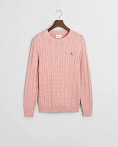 Gant Cotton Cable Ronde Hals Trui Dusty Pink