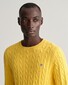 Gant Cotton Cable Ronde Hals Trui Smooth Yellow