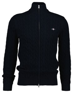 Gant Cotton Cable Zip Cardigan Vest Avond Blauw
