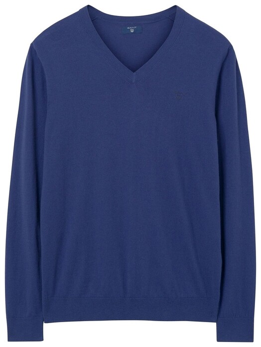 Gant Cotton Cashmere V-Neck Pullover Persian Blue