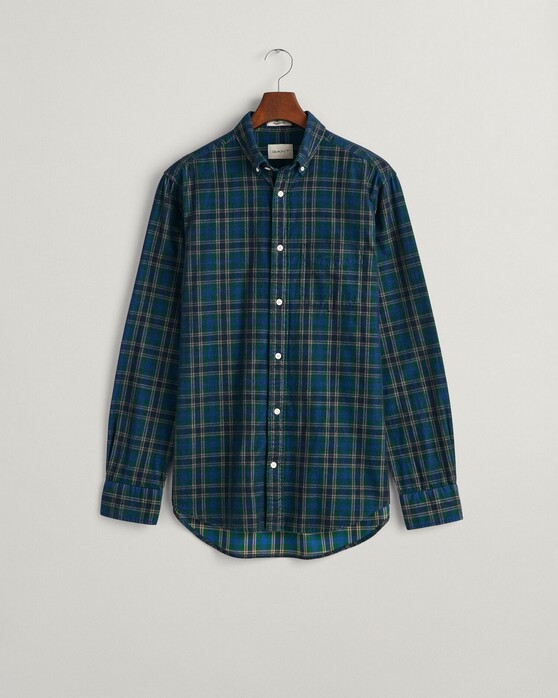 Gant Cotton Corduroy Check Button Down Shirt Forest Green