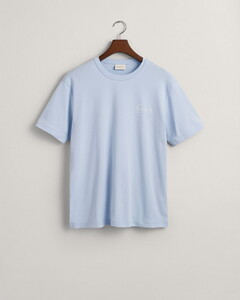Gant Cotton Front And Back Graphic Crew Neck T-Shirt Fresh Blue