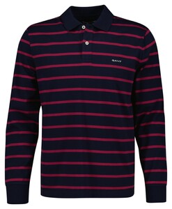 Gant Cotton Jersey Striped Long Sleeve Poloshirt Evening Blue