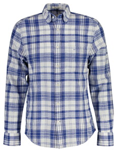 Gant Cotton Linen Multi Check Button-Down Shirt Vintage Blue
