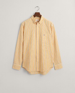 Gant Cotton Linen Multi Stripe Button Down Shirt Medal Yellow