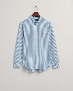 Gant Cotton Linen Stripe Button Down Shirt Day Blue